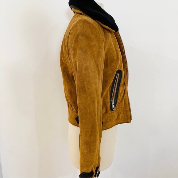 Maje genuine suede leather aviator jacket with removable collar BLOGGER FAVORITE - Picture 6 of 12